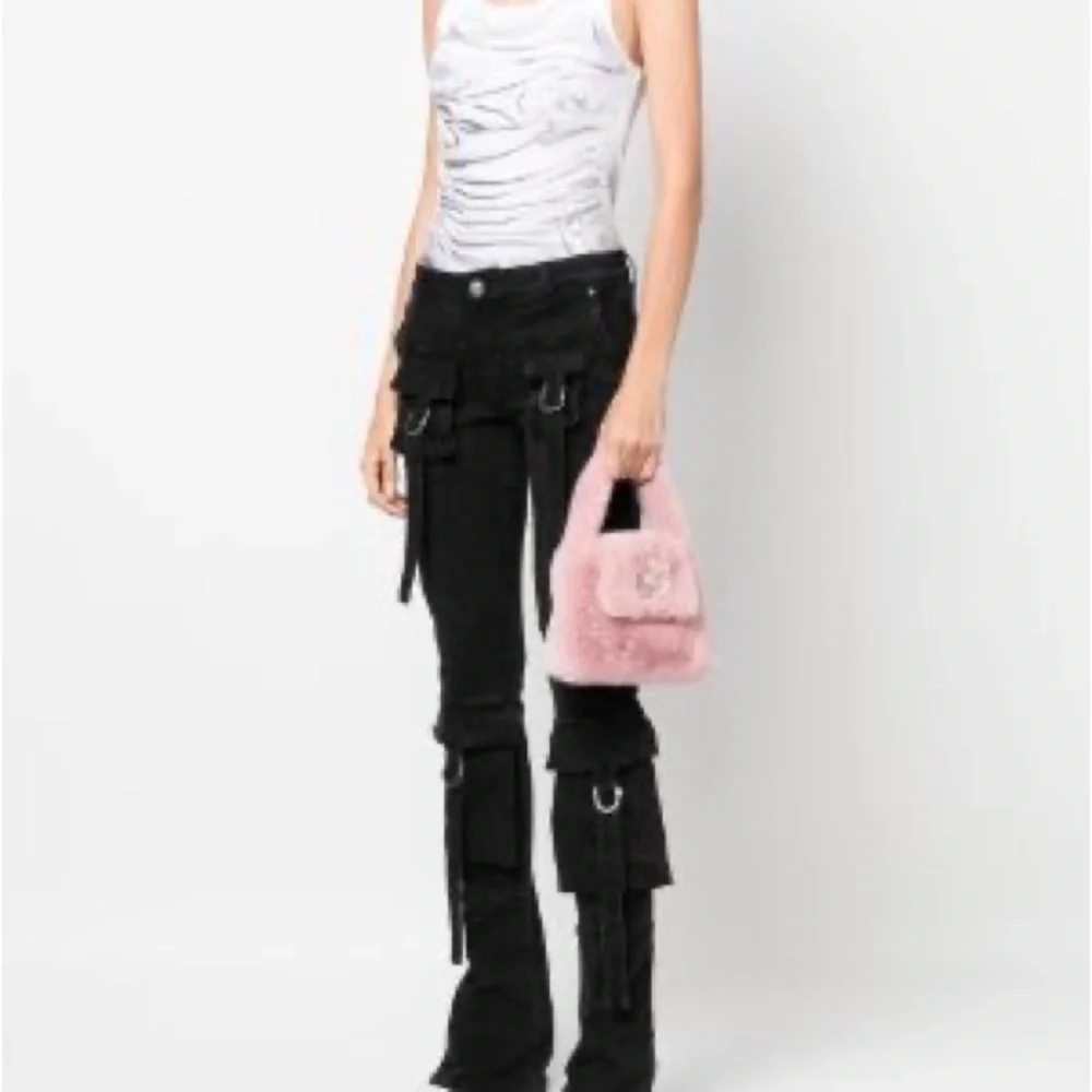 Blumarine faux fur bag with rhinestone logo - Picture 4 of 12